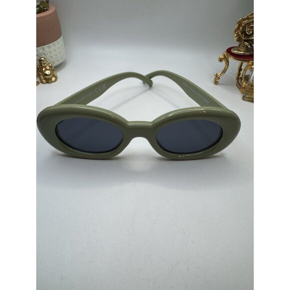 ZARA Oval sunglasses Retro Style with a resin frame UV Protection Olive Green - Picture 1 of 7